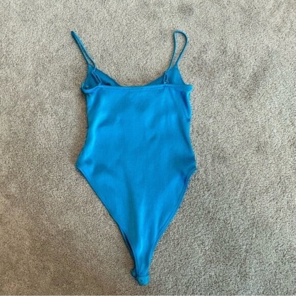 Zara blue satin spaghetti strap bustier corset bodysuit Sz S NWOT - Picture 3 of 13